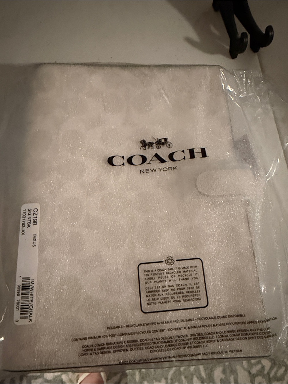 Coach NWT Chalk White Logo C’s  Notebook Cover with Snap Closure